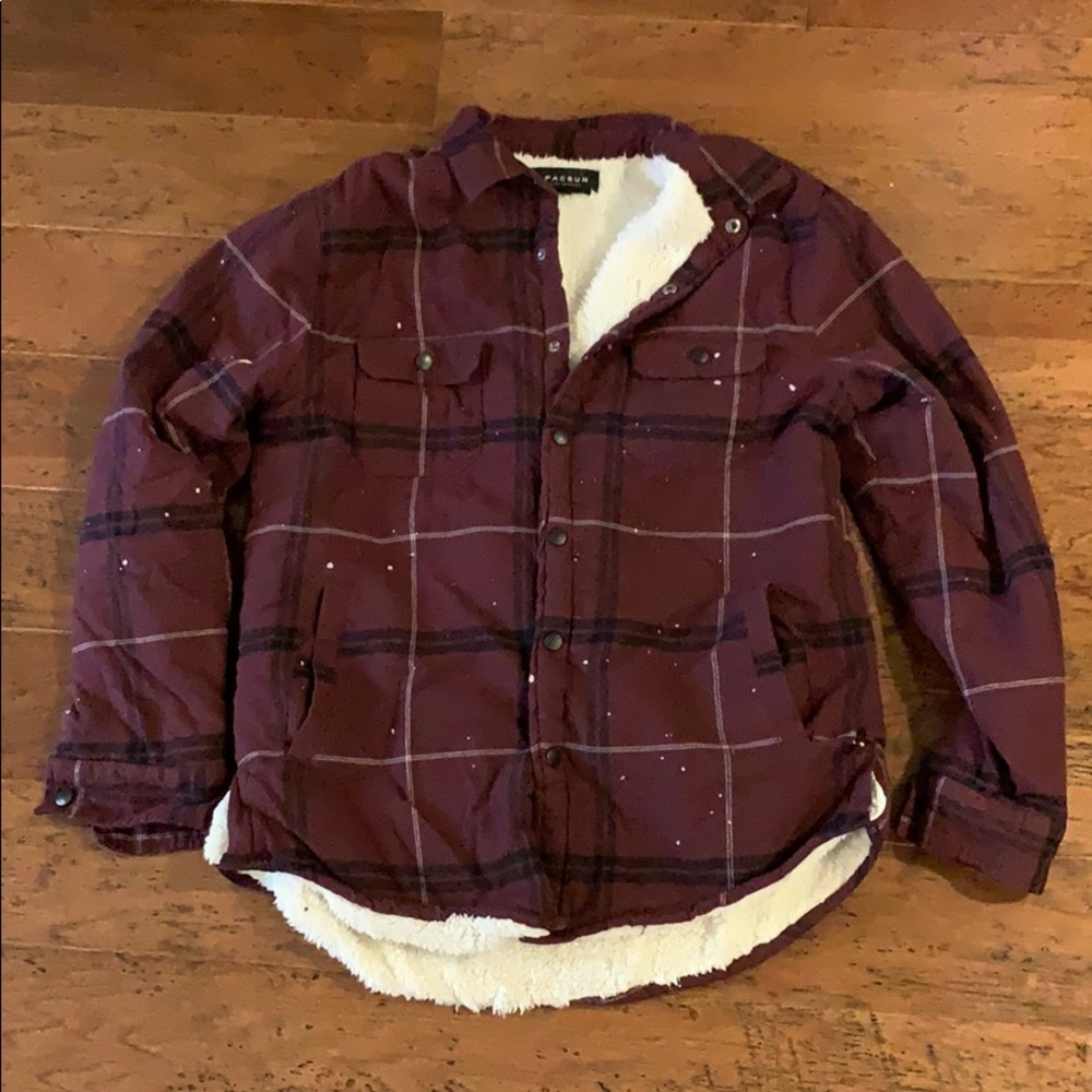 Maroon stripped fur jacket